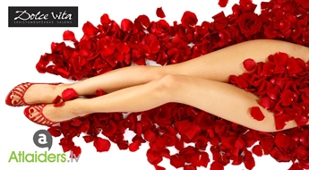 Kāju (visā garumā) + padušu vai dziļā bikini vaksācija salonā „Dolce Vita” – tikai par 9,30 EUR!