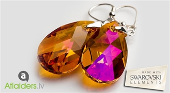 Блестящие серьги с кристаллами SWAROVSKI Elements с крючками из серебра 925 пробы c 50% скидкой!