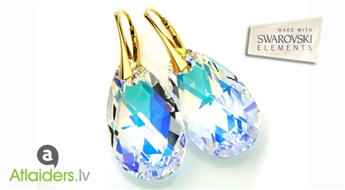 Позолоченные серебрянные серьги с кристаллами SWAROVSKI Elements c 50% скидкой!