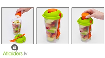 Удобный и практичный переносной контейнер для салата „SALAD CUP Eat on the go!” с вилочкой и емкостью для соуса, сейчас со скидкой 72%!