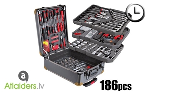 Ērts koferis ar rokturi, kurā ir 186 instrumentu komplekts!