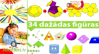 Prātu rosinoša un aizraujoša nodarbe bērniem! Grāmata „Izgriez un salīmē”, kas ietver 34 dažādas figūras, tikai par 1.59 EUR!