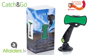 Universāls automašīnas mobilo telefonu, MP4, PDA un GPS ierīču turētājs Catch & Go, kuru var piestiprināt pie paneļa vai vējstikla, tikai par 6.99 EUR!