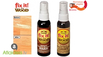 2 aerosoli FIX IT skrāpējumu novēršanai uz koka virsmām vai komplekts FIX N RENEW koka virsmu tīrīšanai, atjaunošanai un skrāpējumu novēršanai!