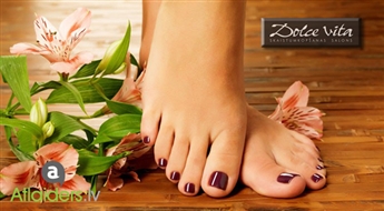 Aparātpedikīrs + Gelish Harmony salonos „Dolce Vita” - tikai par 15,50 EUR!