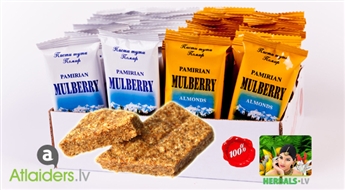 Herbals.lv предлагает: 44 натуральных батончика Mulberry Mix из шелковицы!