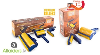Īpašo rullīšu ar lipīgu silikona virsmu „Sticky Clean Rollers” vai "Sticky Buddy" komplekti! Putekļu, drupaču un dzīvnieku spalvu savācēji no jebkuras virsmas un drēbēm!