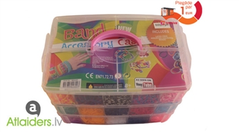Trīsdaļīgie bērnu komplekti "Loom Bands" bižutērijas izgatavošanai ar 3000 vai 8000 detaļām!