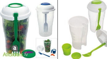 Удобный и практичный переносной контейнер для салата „SALAD CUP Eat on the go!” с вилочкой и емкостью для соуса, сейчас со скидкой 70%!