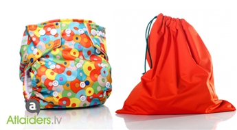 Ideālais komplekts: daudzkārtlietojamās autiņbiksītes Trendy Baby + Ūdensnecaurlaidīga soma Wet Bag!