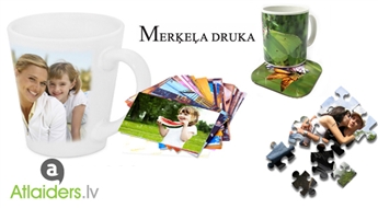 Merķeļa druka: krūzīte, krūzītes paliktnis ar apdruku, puzles vai datorpeles paliktņa apdruka ar Tevis izvēlētu foto stundas laikā!