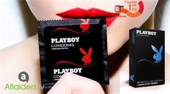 Kvalitatīvi un droši "PlayBoy" lateksa prezervatīvi ar reljefu (12 gab.)!