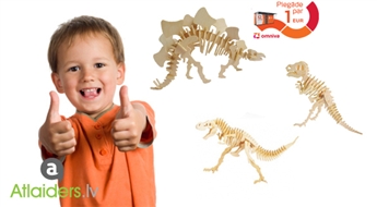 Attīsti roku un prāta veiklību! 3D koka puzles: dinozauri!