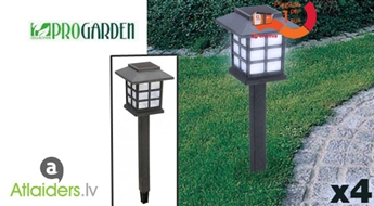 LED dārza lampas (4 gab.) ar 40% atlaidi! Ērts apgaismojums patīkamai atpūtai dārzā vakarā!