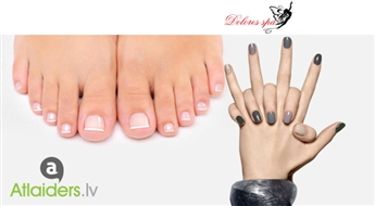 Manikīrs un/vai pedikīrs ar izturīgu pārklājumu Gelish ORLY FX vai Gelish Harmony salonā DOLORES SPA