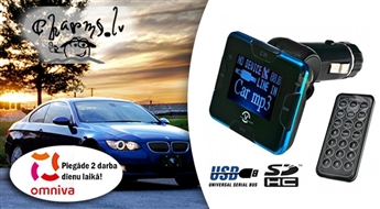 MP3-FM auto dekoders/raidītājs ar USB/SD ligzdām