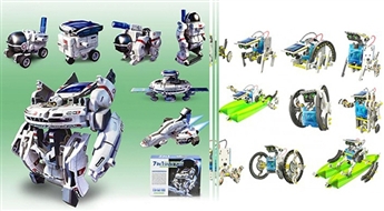 Solar Robot Kit 7in1 vai 14in1 konstruktors ar saules baterijām