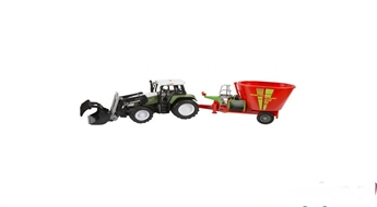 Kinder Kraft Rotaļu Traktors 75cm liels ar izkliedētāju un iekrāvēju