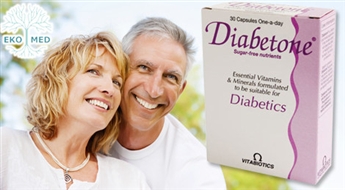 Ideāls vitamīnu un mikroelementu komplekss diabēta slimniekiem: uztura bagātinātājs DIABETONE (30 kapsulas) no EkoMed - 52%