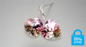 Ideāla Valentīna dienas dāvana! Mirdzoši auskari ar Swarovski kristāliņiem un sudraba kājiņu līdz - 63%