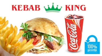 KEBAB KING (Kr. Barona ielā 28): Doner kebabs + mazie frī kartupeļi + mazā Coca Cola, Sprite vai Fanta - 50%