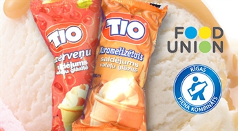 Kaste dzērveņu vai karamelizētā TIO saldējuma (130 ml x 40 gab.) - 43%
