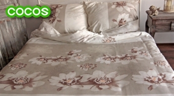 Satīna gultas veļas komplekts Gaišas puķes 200x220cm