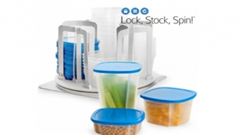 Ērti un praktiski, plastmasas ēdiena trauki Lock Stock Spin (49 gab.) uz rotējoša statīva -63%