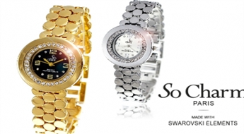Ослепительно красивые женские наручные часы So Charm® PARIS с 40 кристаллами Swarovski -65%