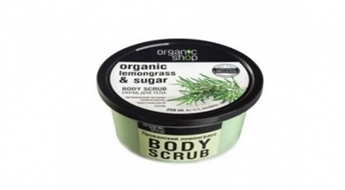 Žilbinošs ķermeņa skrubis Organic Shop ar citronzāli un rozā cukuru
