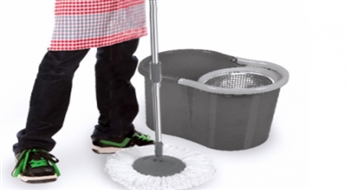 Mops-birste Kong Mop Iron ar rotējošu, tērauda rokturi un spaini -50%