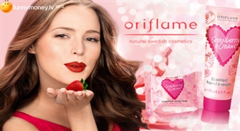 Romantikas kokteilis - KOMPLEKTS no Oriflame: Strawberry & Cream aromatizēts roku krēms un ziepes ar 40% atlaidi!