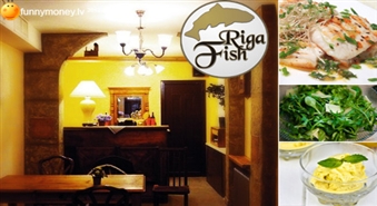 Вкуснейшее предложение от ресторана Riga Fish! Филе камбалы + салат + десерт + бокал вина в самом сердце Риги со скидкой 45%!