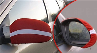 Esi patriots: izgrezno auto ar spoguļu uzlikām Latvijas karoga krāsās ar 50% atlaidi. 18. novembris jau pavisam tuvu