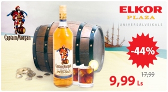 ELKOR PLAZA предлагает: настоящий Ямайский ром – Captain Morgan Original SPICED GOLD со скидкой -44%