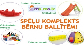 Sarīko bērniem neaizmirstamu ballīti ar spēļu komplektu un mini batutu no www.ma-ma.lv tikai 12,25 Ls dienā!