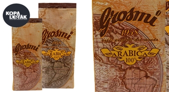 Kafijas cienītājiem: Aromātiska maltā kafija GROSMI, 100% arabica no Itālijas, 250 gr. par 40% lētāk