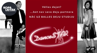 Balles deju studijā DanceSTAR: 4 nodarbību abonements dejotājiem bez pastāvīga deju partnera par 50% lētāk