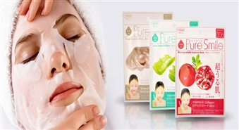 Atjauninošās un mitrinošas kolagēnu maskas sejai "Pure Smile Essence Mask" ar Е vitamīnu visiem ādas tipiem ar 50% atlaidi