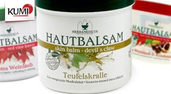 Populārie dziedinošie vācu balzāmi nogurušām kājām un vēnām vai locītavām "Herbamedicus Hautbalsam": atslābina, uzlabo asinsriti, mazina tūsku, atbrīvo no sāpēm -47%