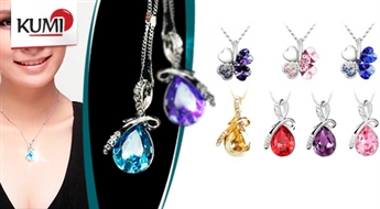 Кулоны с кристаллами SWAROVSKI в виде капельки или клевера-четырехлистника + цепочка -60%