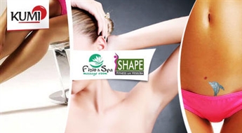 Profesionāla vaksācija: kājas, bikini zona (ar glitera tetovējumu), rokas, paduses centrā Shape un Fizio & SPA -60%