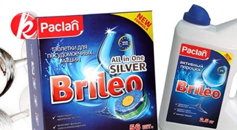 Таблетки или порошок для посудомоечных машин "Paclan BRILEO" с новой формулой для чистоты и блеска Вашей посуды -58%