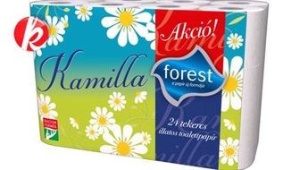 Трехслойная туалетная бумага "KAMILLA" (24 рулона) с ароматом ромашки -46%