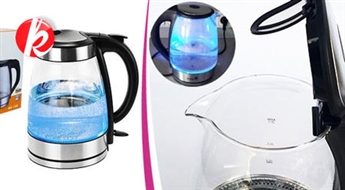Stiklaina tējkanna "NESCO" ar stilīgu LED gaismu (1700 ml.) -39%