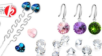 Sudraba auskari ar SWAROVSKI Elements mirdzošajiem kristāliem. Modeļi un krāsas pēc izvēles. Laba dāvana jebkurai sievietei -52%