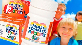 Multicomplex Junior bērnu 8 vitamīnu un 12 mineralu komplekss ar taurinu no Itālijas (50 tabletes) -50%