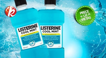 Антибактериальная жидкость для полоскания рта LISTERINE Cool Mint (500+500 мл+подарок) -63%
