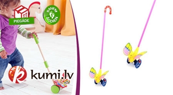 Bērnu stumjamā rotaļlieta - jautra pīlīte ar spārniņiem