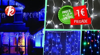 Гирлянда с LED лампочками в форме сосулек - синяя, белая или цветная (100 лампочек) -59%